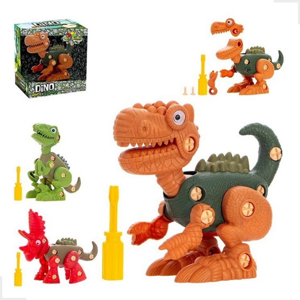 Dinossauro Monta e Desmonta Brinquedo Infantil Dino Rex Educativo Com Kit Ferramenta