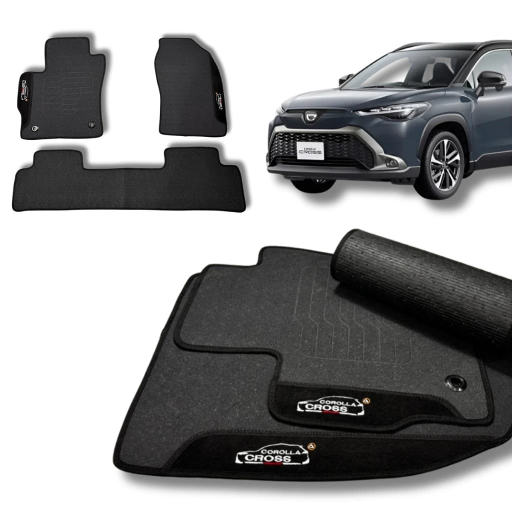 Jogo Tapete Emborrachado Toyota Corolla Cross Personalizado Preto