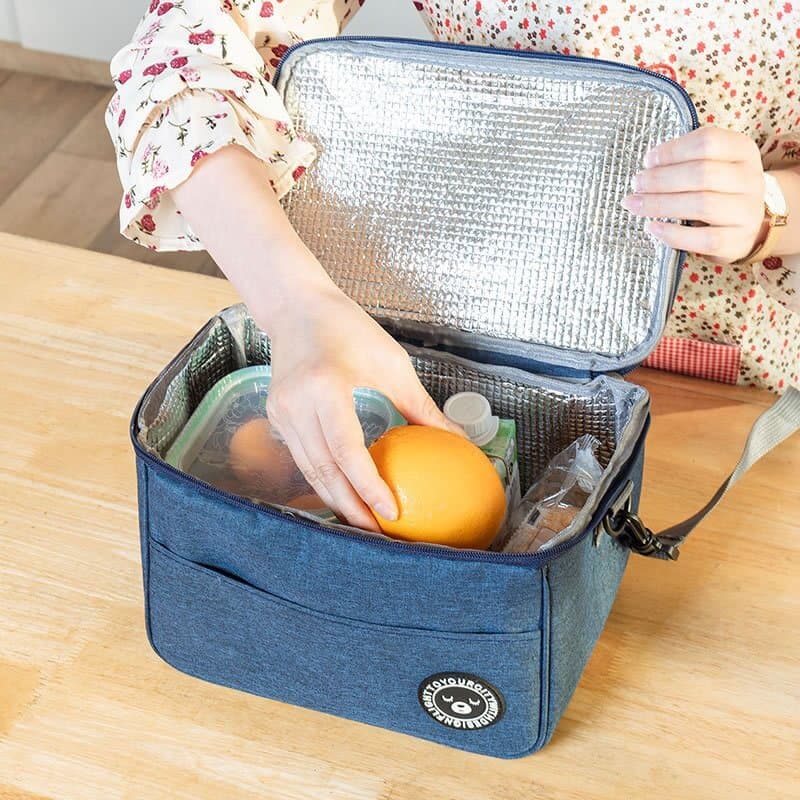 Bolsa térmica com revestimento de alumínio espesso para isolamento térmico, lancheira de grande capacidade para trabalha