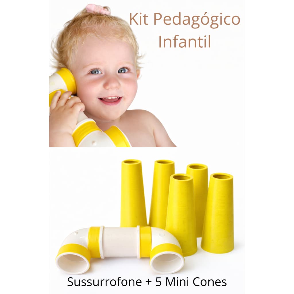 Kit Sussurrofone + 5 Mini Cilindros Cones Pedagógicos | Estímulo Fala e Coordenação | Material Escolar Infantil