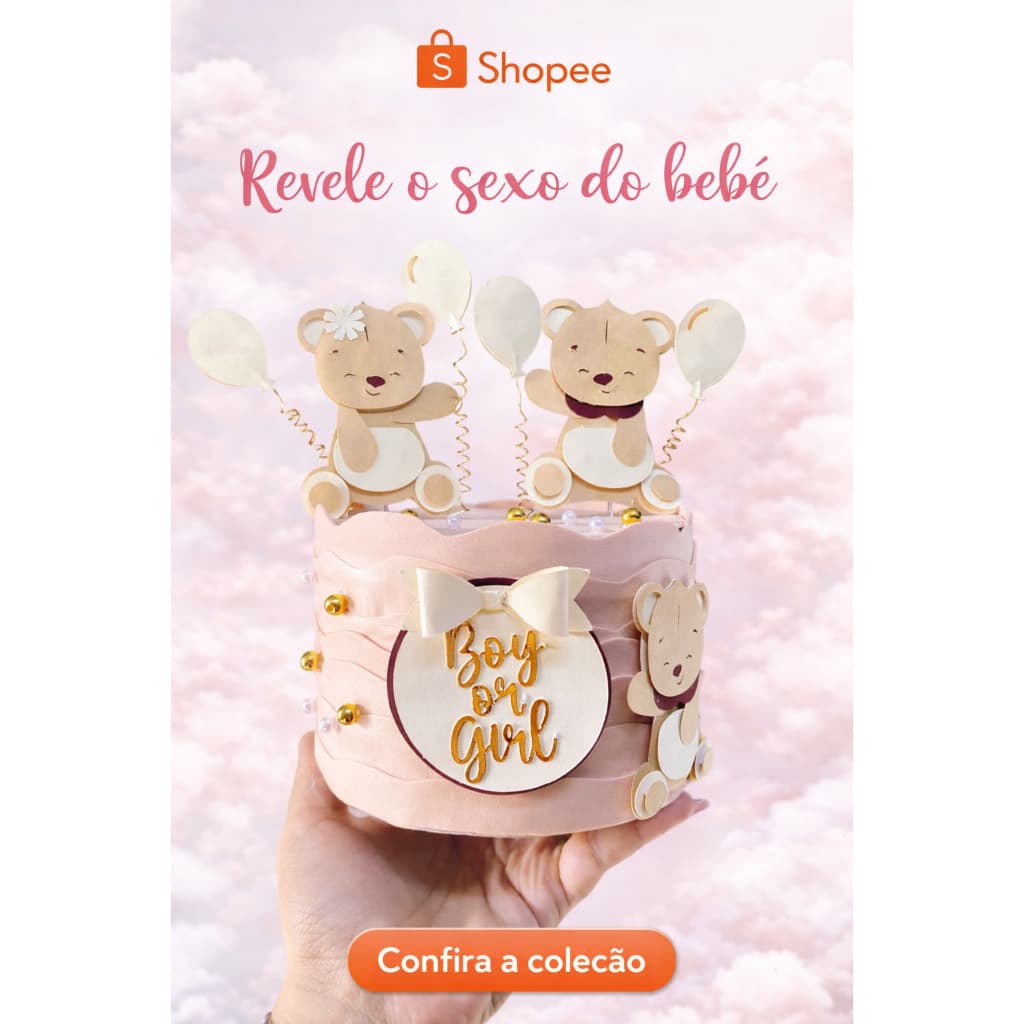 BOLO FAKE CHÁ BEBÊ BEGE 1 ANDAR