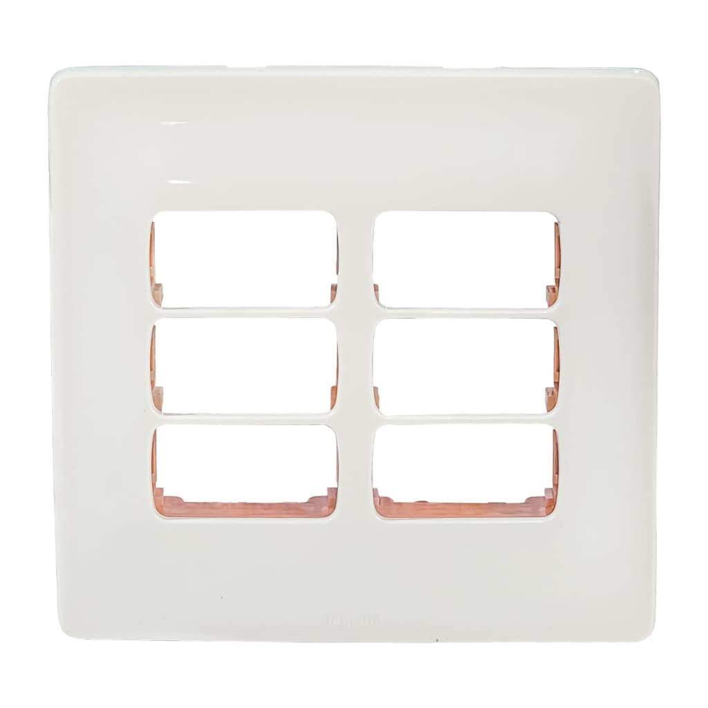 Placa 3+3 Postos Separados 4X4 Interruptor de Tomada Linha Pial Zeffia