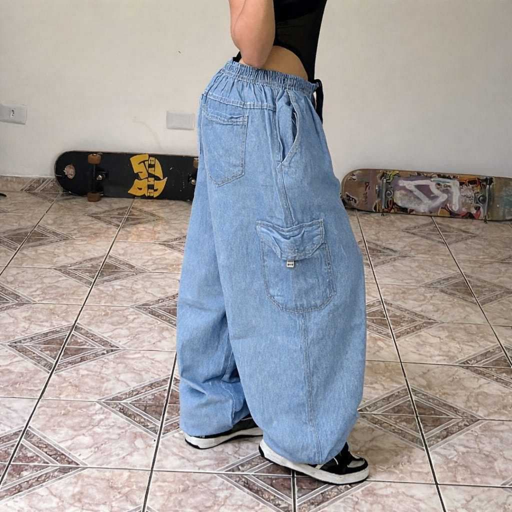 calça cargo unissex streweer possui 5 bolsos e cordão na cintura