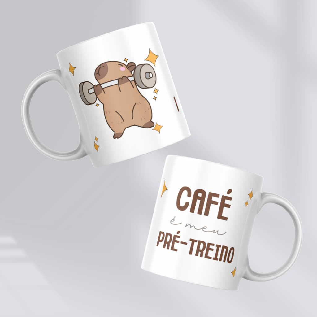 Caneca Capivara café é meu pré-treino