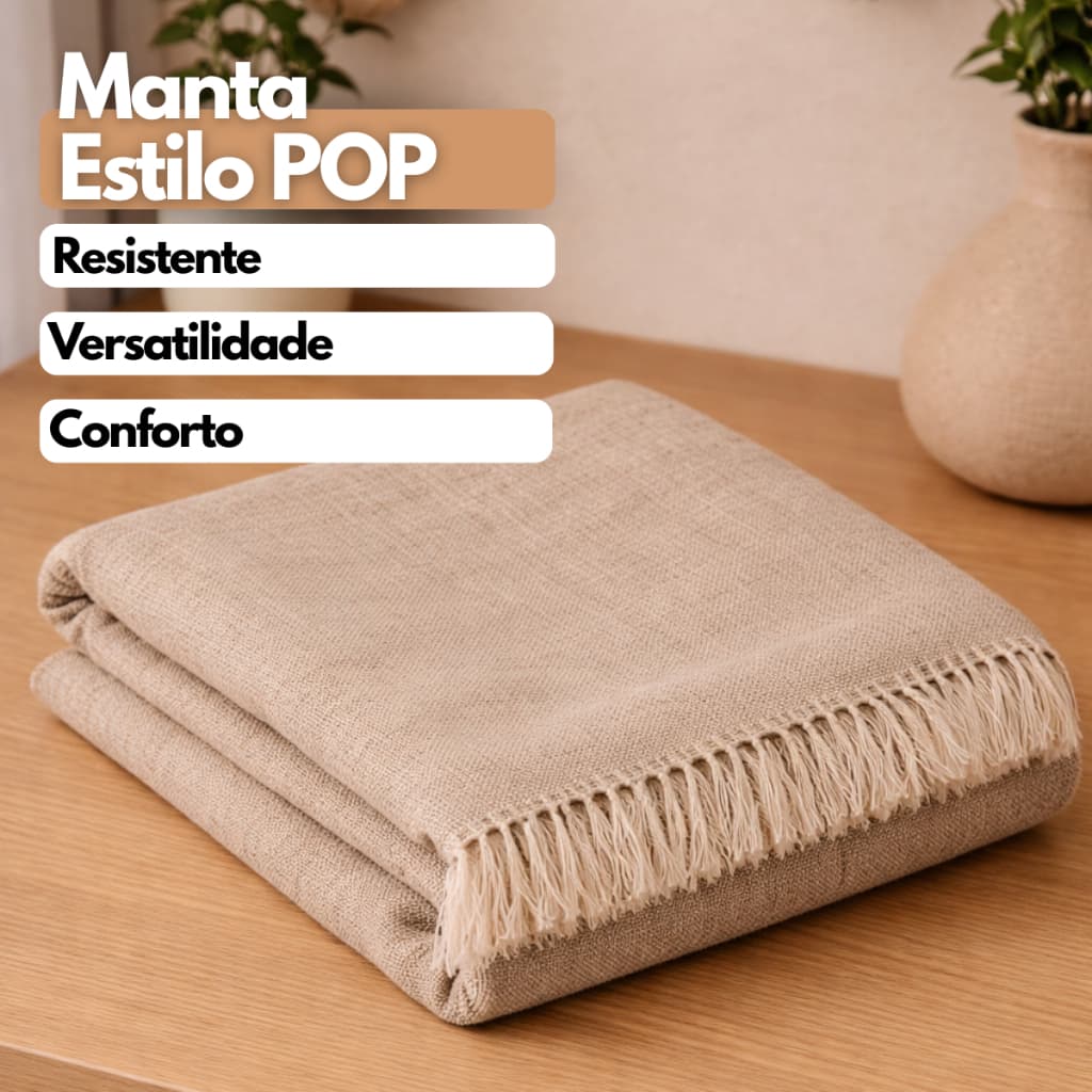 Manta Pop Para Sofá E Peseira De Cama Gigante 2,10x1,20m Decorativa Com Franja Várias Cores Pop