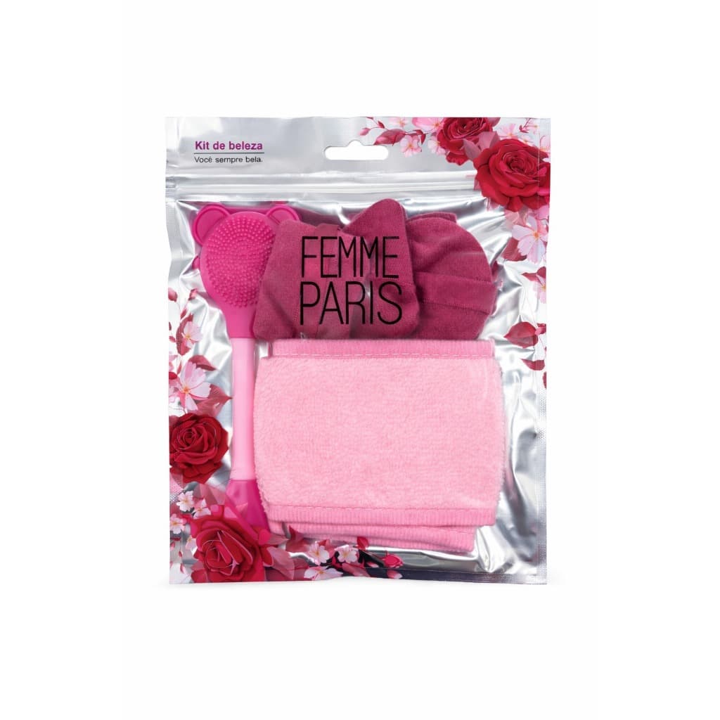 Kit Skincare Limpeza Facial Femme Paris – Esponjas + Faixa de Cabelo para Rotina de Cuidados