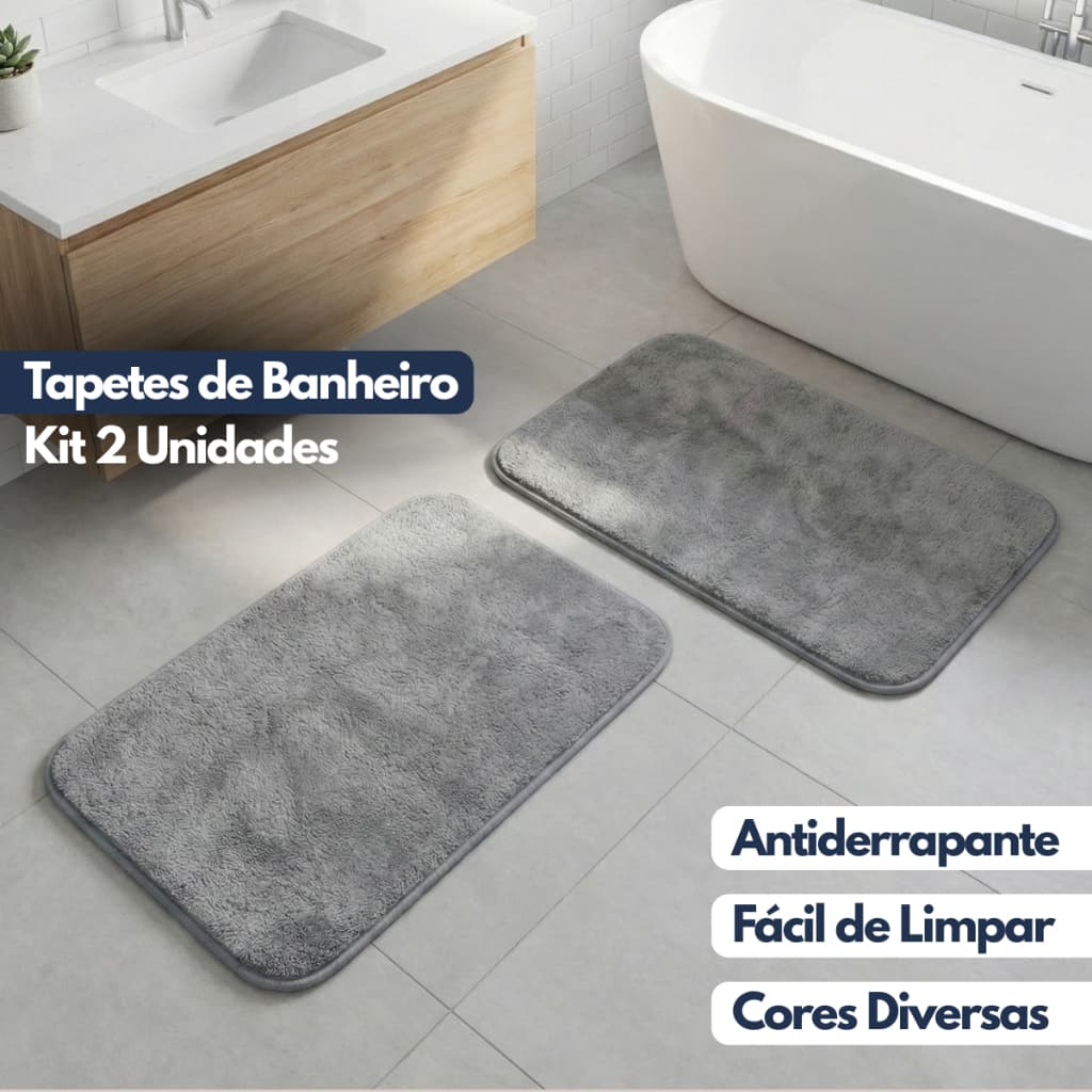 Kit 2 Tapetes Banheiro Antiderrapante Absorvente 40x50 Secagem Rápida Saída de Banho