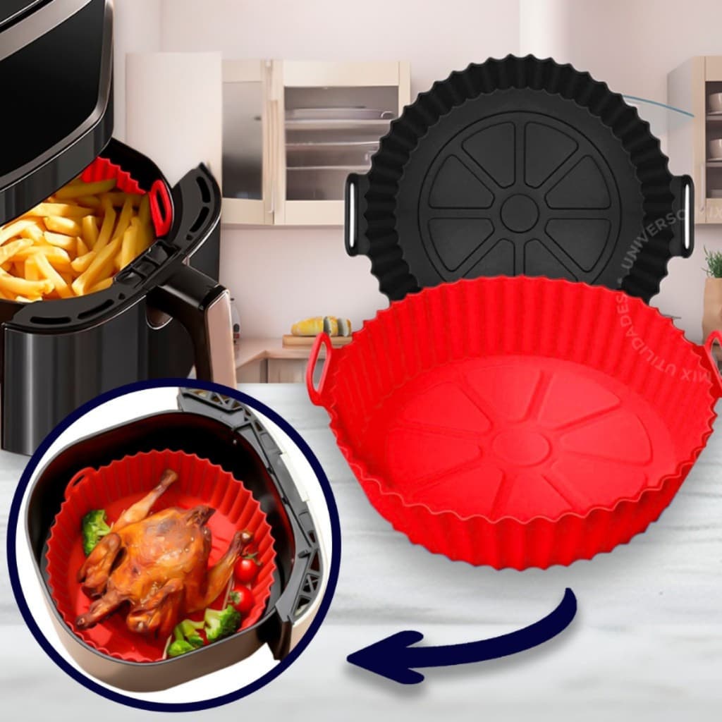 Kit 2 Forma Assadeira Para Fritadeira Air Fryer Em Silicone Flexível Lavável