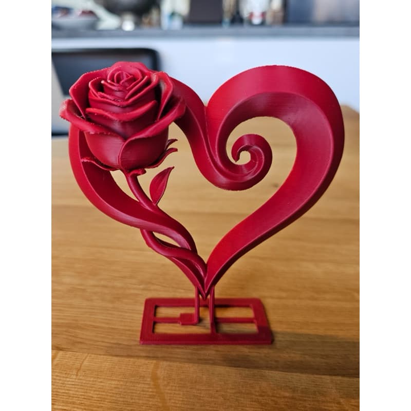 Escultura coração com rosa, decoração coração, decoração para casa, coração com rosa