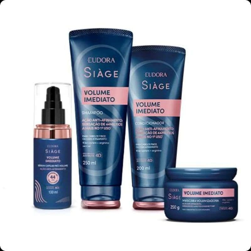 KIT  EUDORA SIÀGE VOLUME IMEDIATO  SHAMPOO 250ml CONDICIONADOR 200mlMÁSCARA 250g, SÉRUM CAPILAR 100ml