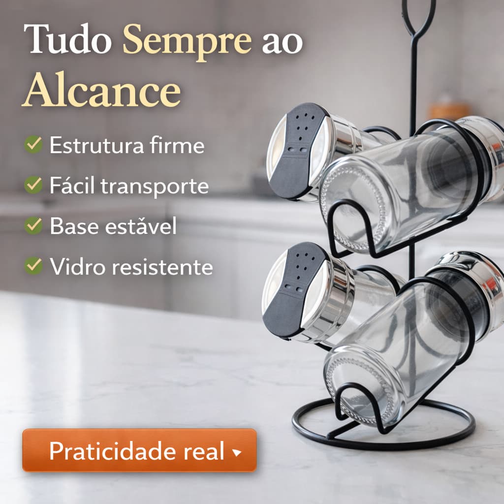 Porta Condimentos 4pçs C/ Suporte de Metal Source