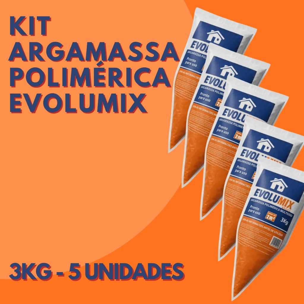 Argamassa Polimérica Evolumix 3kg Kit 5 Un Reduz Custos da Obra Alta Aderência e Alto Rendimento