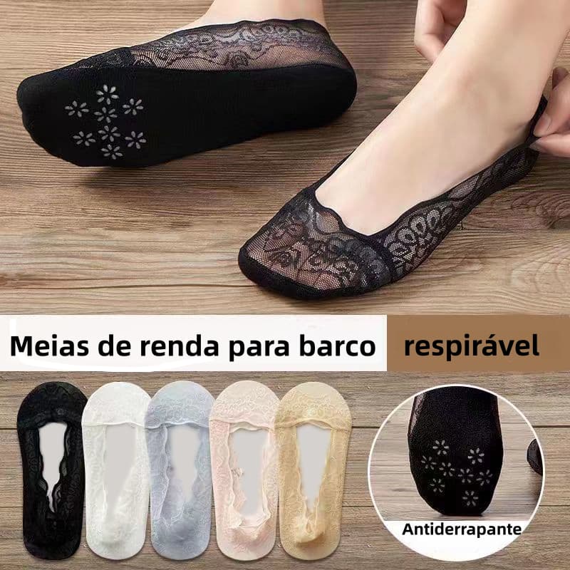 Meias clássicas de cano curto com cadarço, antiderrapantes com silicone, estilosas e respiráveis, feitas de algodão.