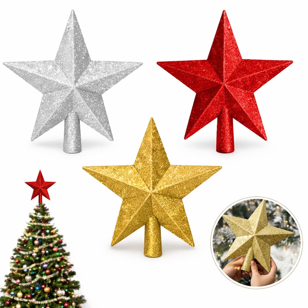 Estrela Ponteira para Árvore de Natal com Brilho e Acabamento Premium