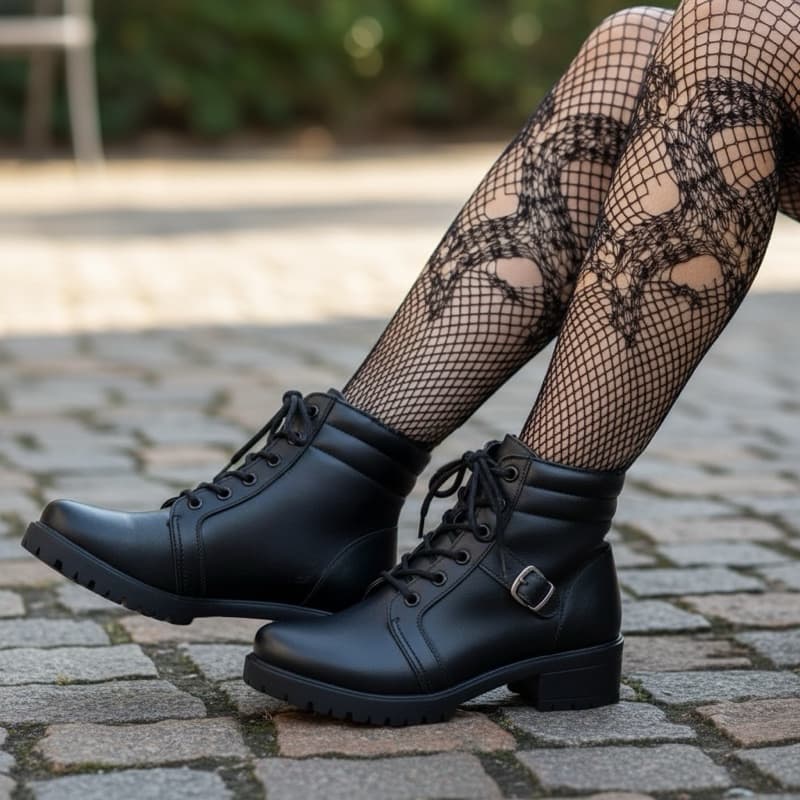 Bota feminina Virginia inverno 2026 bota cano curto solado tratorado outono inverno - COTURNO FEMININO OFF WHITE / PRETA