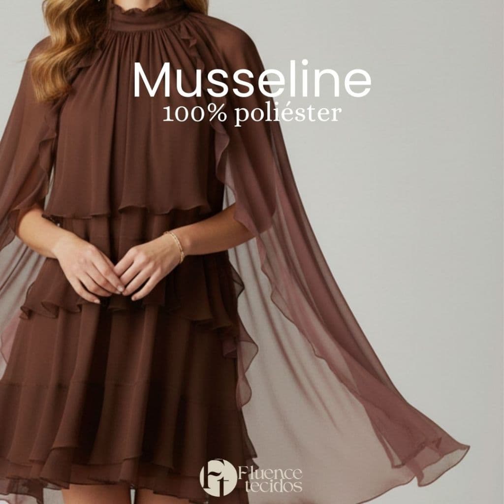 MUSSELINE 3m x 1,50m tecido leve fluido e possui transparência ideal para vestidos blusas
