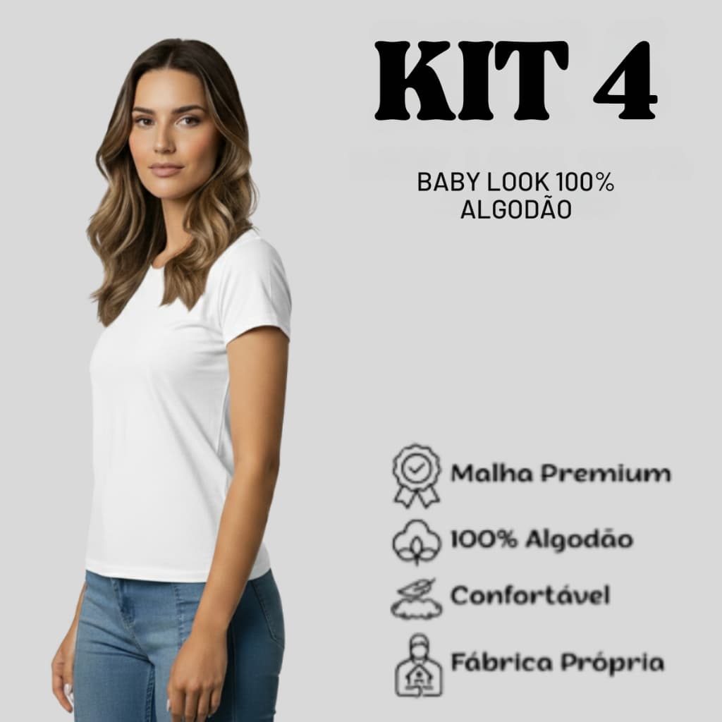 Kit 4 Baby Look Algodão 100% – Bem-estar, Durabilidade e Liberdade