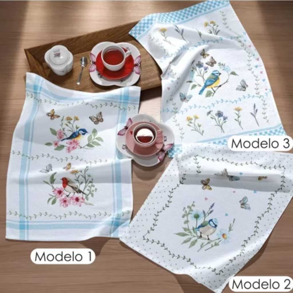 Kit com 3 panos de Prato  Felpudo Atoalhado 100% Algodão Jardim Marca Dohler