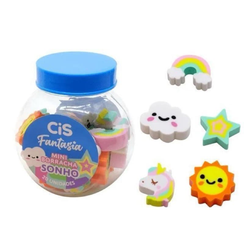 Pote CIS com Mini Borrachas – Praticidade e Fofura no Seu Estojo! ✨