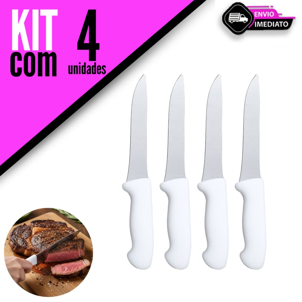 Kit 4/3/2/1 Facas Top Chef 6" Linha Premium Lâmina em Aço Inoxidável Resistente com Cabo Resistente