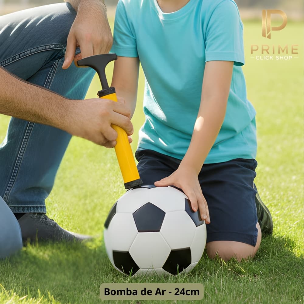 Bomba de Ar Manual Portátil 24cm Com Bicos Enche Bolas de Futebol Basquete e Boias