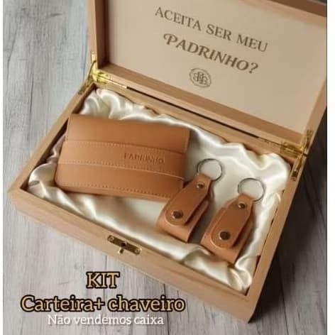KIT Lembrança para Padrinhos  Madrinha( Carteira e Chaveiro) Personalizados com nome individual