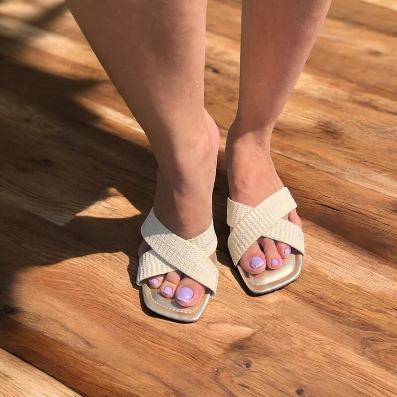 Sandália Rasteirinha Feminina Flat Tiras Cruzadas em x Varias Cores