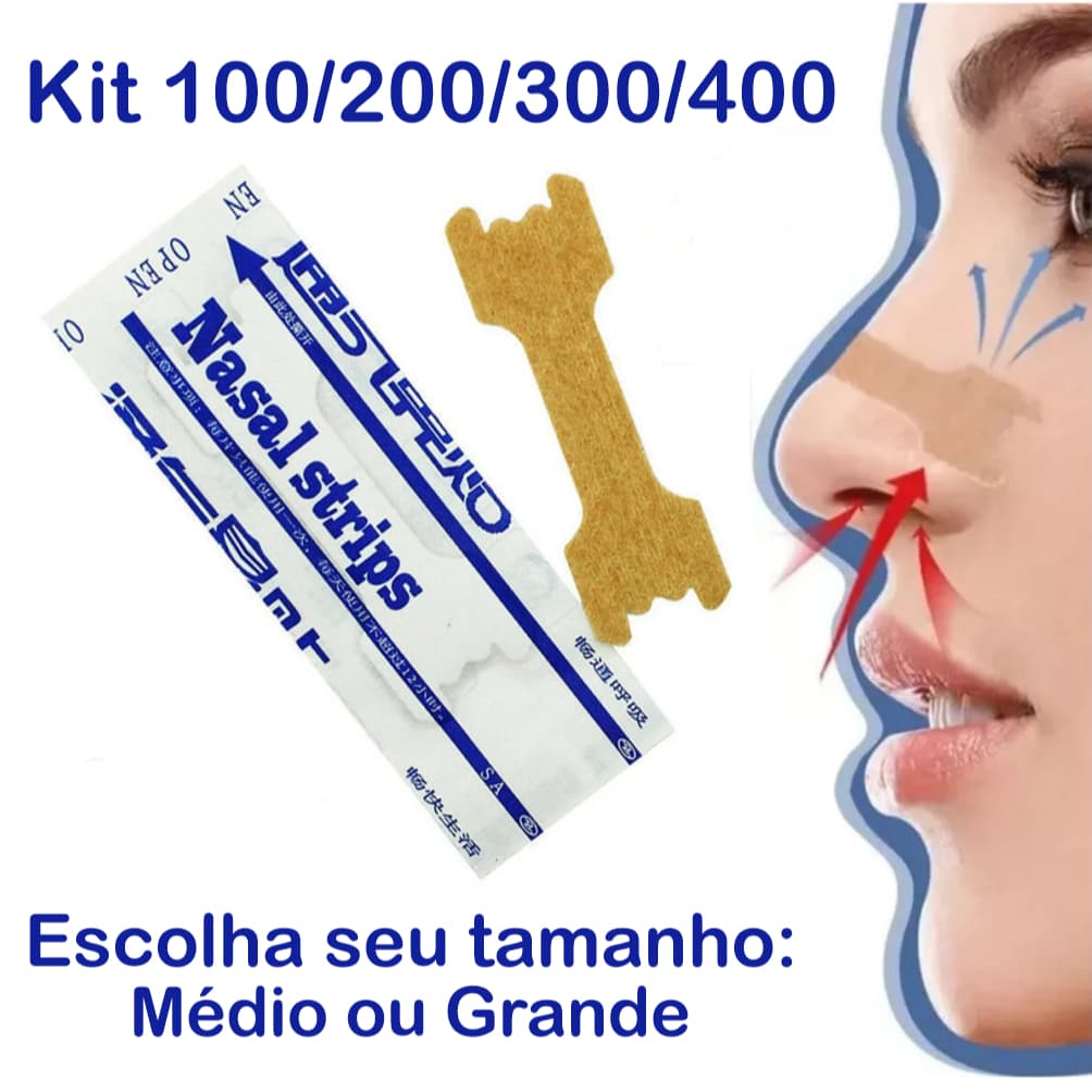 Dilatador Nasal Médio ou Grande Anti Ronco Tira Nasal Nasal Strips Adesivo Nasal Kit 100/200/300/400 Unidades Atacado