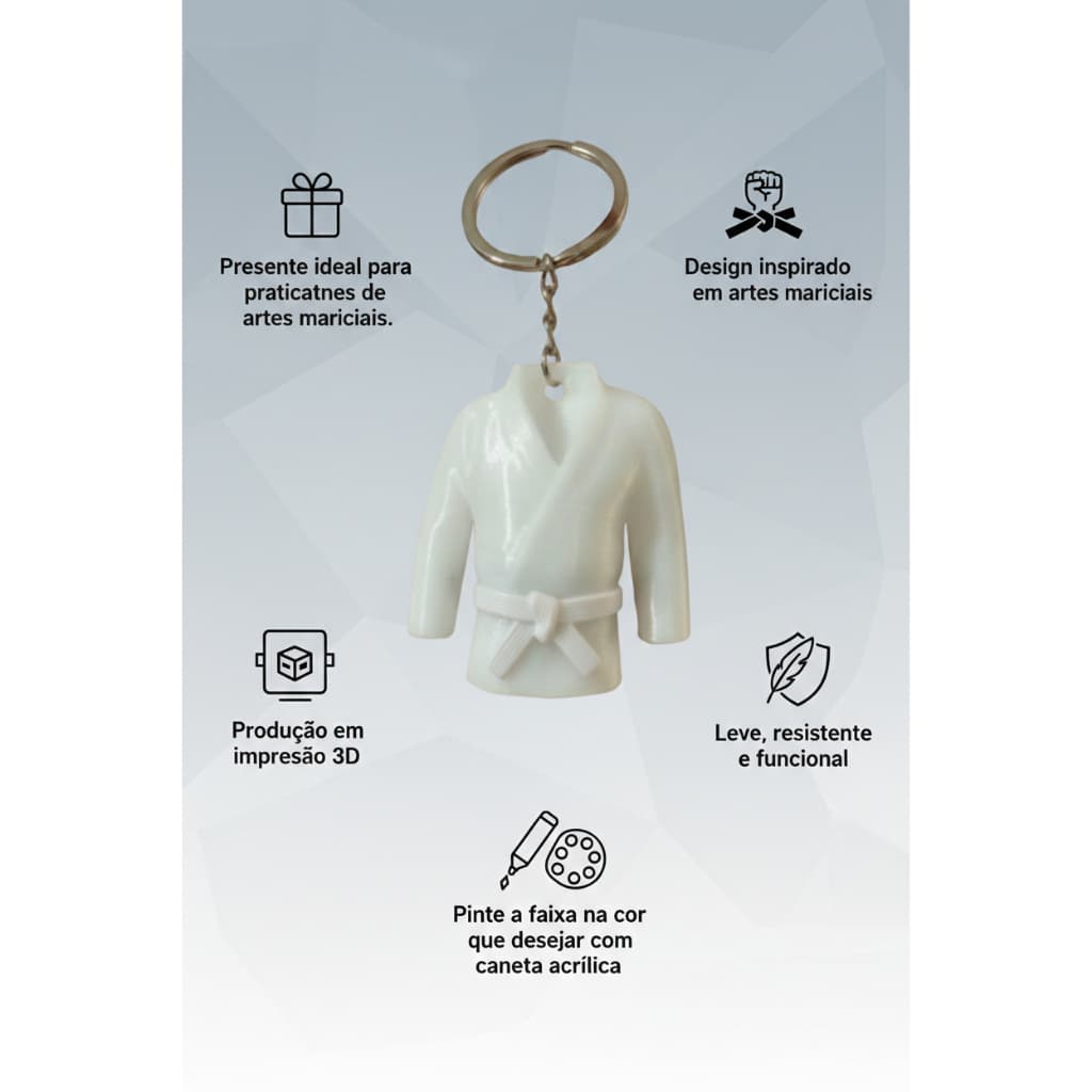 Chaveiro Judô Kimono Branco | Judoca Jiu Jitsu Karate Artes Marciais