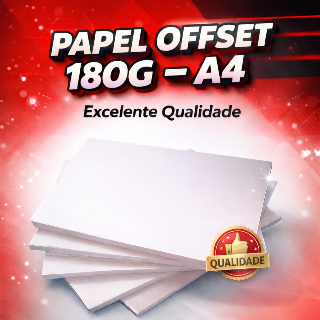 Papel Offset Opaline Liso 50/100 Folhas 180g A4 Branco