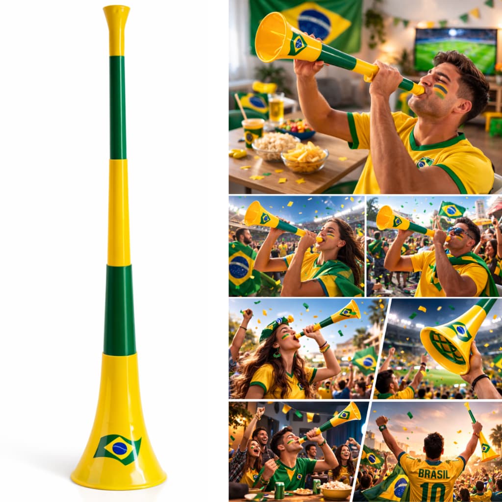 Corneta De Assopro Grande Vuvuzela Jogo Brasil Copa 2026 Brasil Verde Amarelo Copa do Mundo