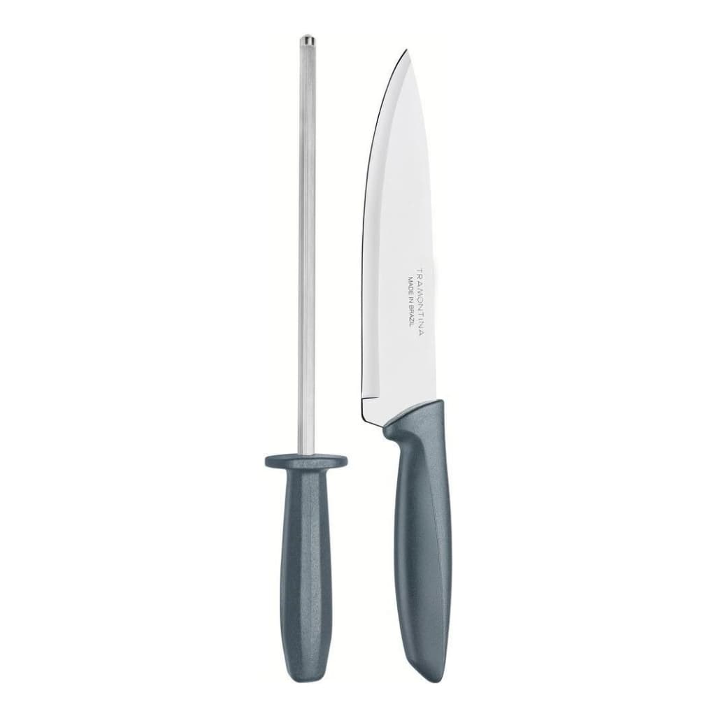 Conjunto De Facas Tramontina Chef's 7/18 Cm E Afiador Chaira