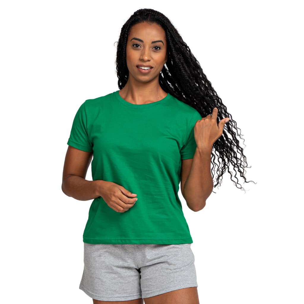 Camiseta Feminina 100% Algodão Verde Bandeira