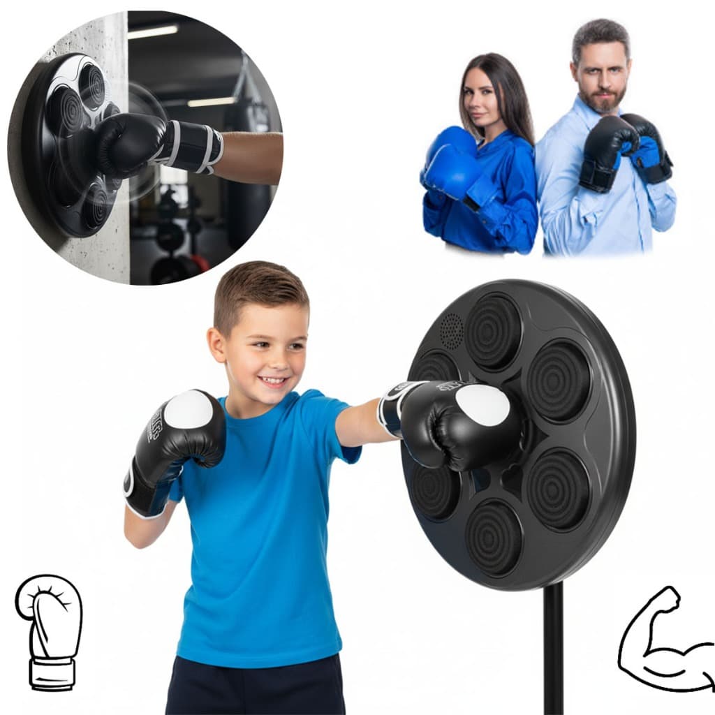 Máquina de Boxe Treino Musical Bluetooth Luvas Soco Fitness