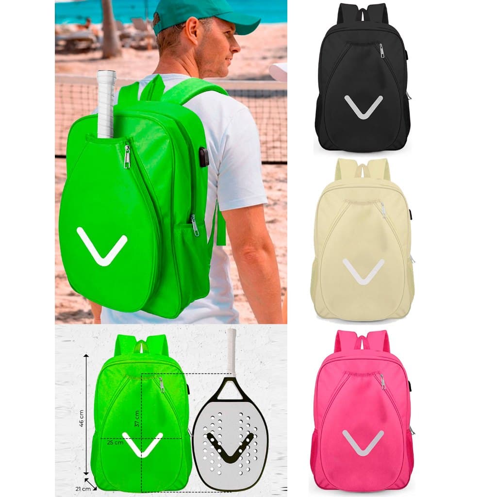 Mochila Raqueteira Beach Tennis Padel Tênis Espaçosa USB