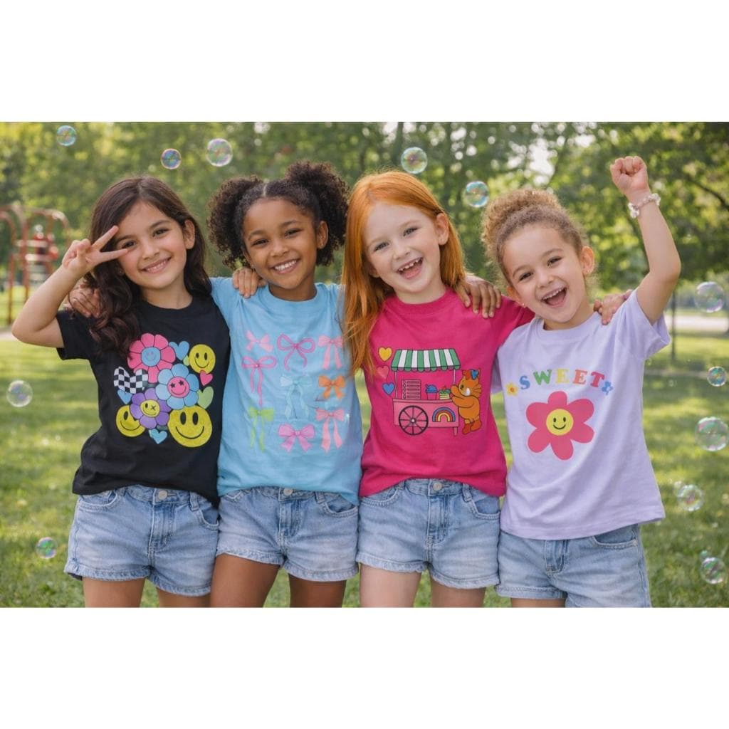 Camiseta De Algodão Infantil Menina T-shirt Cores Diferenciadas