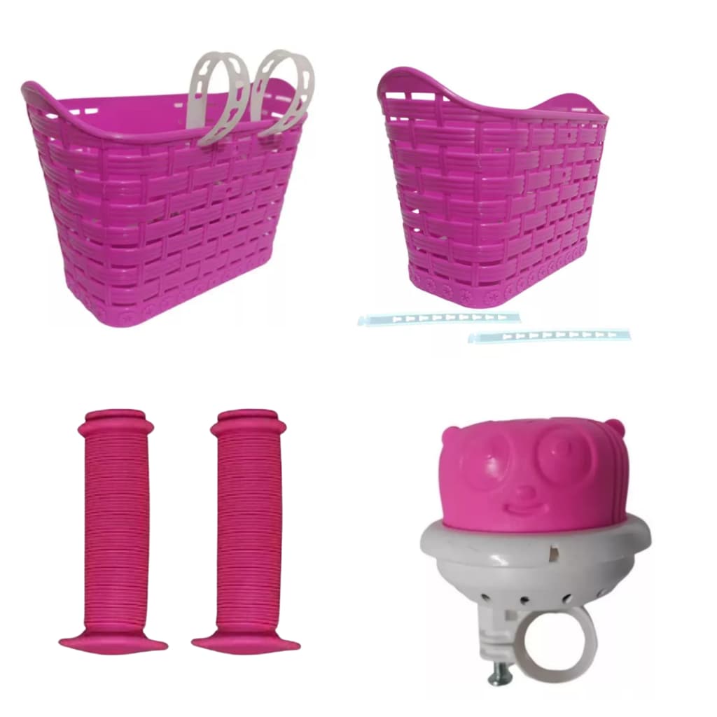 KIT PARA BICICLETA DE EQUILIBRIO CESTA CESTINHA Bike Aro 12 16 + Buzina Infantil Fon Fon PARA CRIANÇA+ MANOPLA MIRIM
