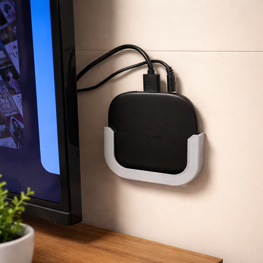 Suporte para Mi Box S3 3ª Geração Xiaomi | Fixação fácil na Parede ou Painel | Organizção e Proteção para TV Box
