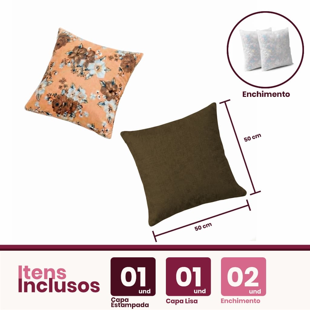 02 Almofadas Cheias Estampadas Modernas 50x50 Decorativa Para Quarto Sala Luxo Envio Imediato