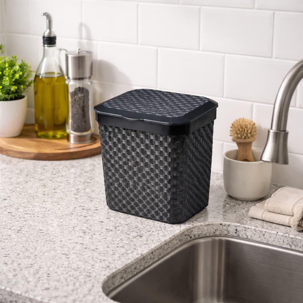 Lixeira de Pia Rattan Mesa Lixeirinha 5 Litros Cesto de Lixo  Cozinha Banheiro Escritório Reforçada