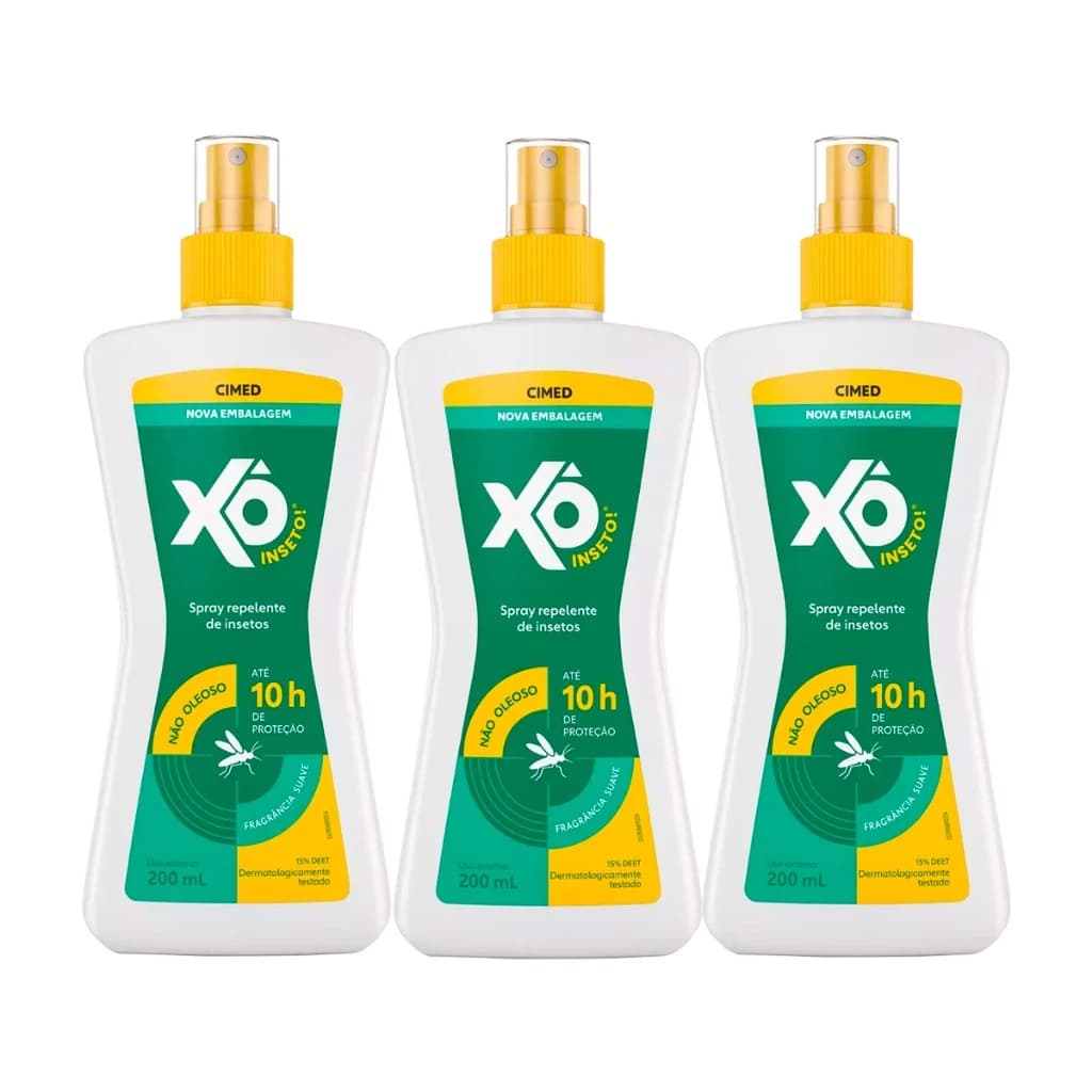Kit 3 Repelente Xo Inseto Cimed 200ml Spray 10h de Protecao