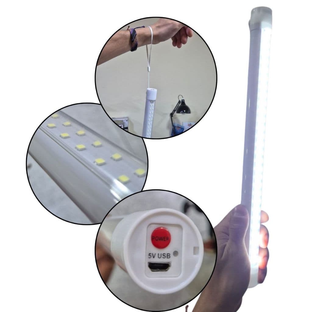 Bastão de Luz de LED de Entrada p/ Fotografia e Audiovisual 17 ou 35cm Recarregável USB Micro