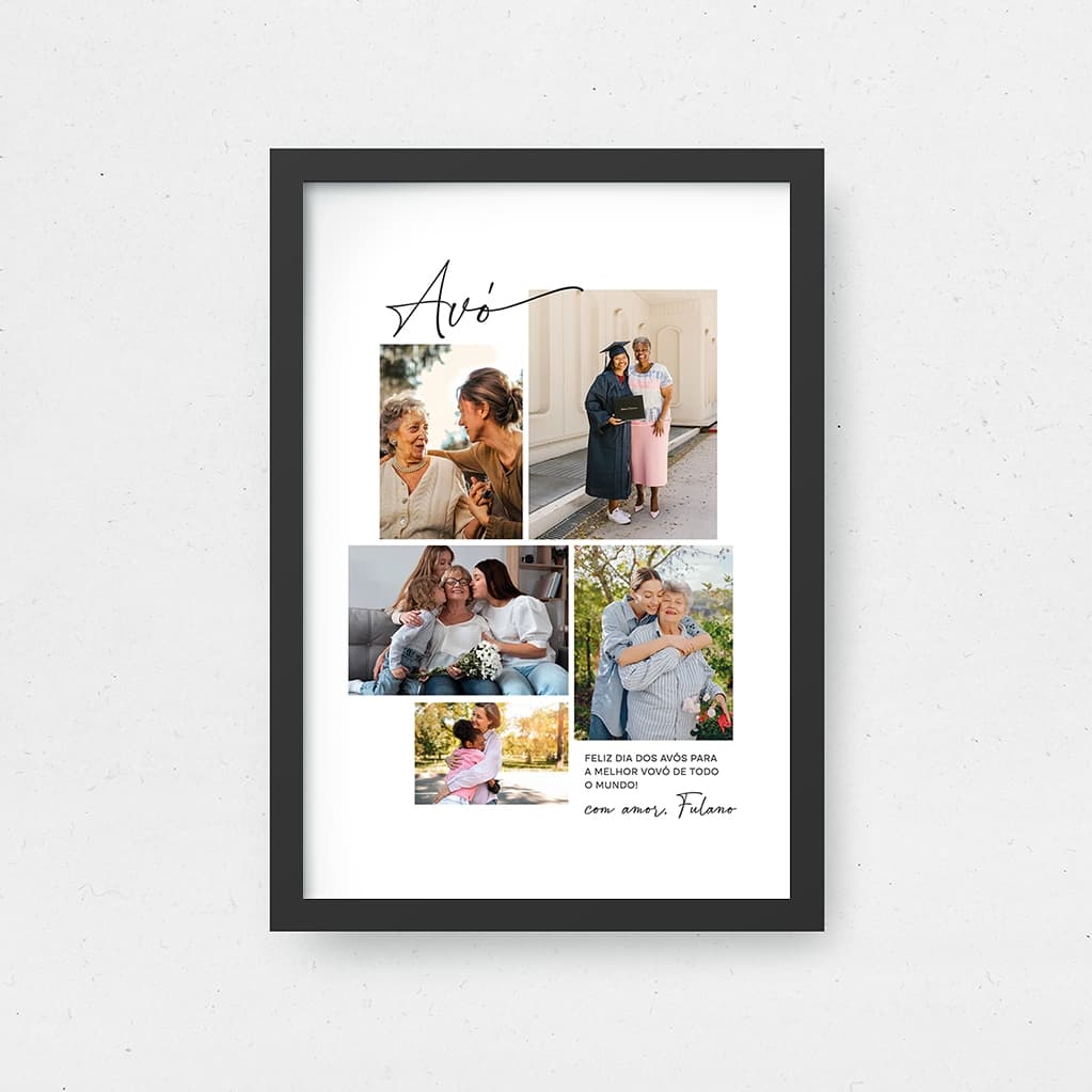 Quadro Avó 5 Fotos Avós Dedicatória Quadro Personalizado Avó