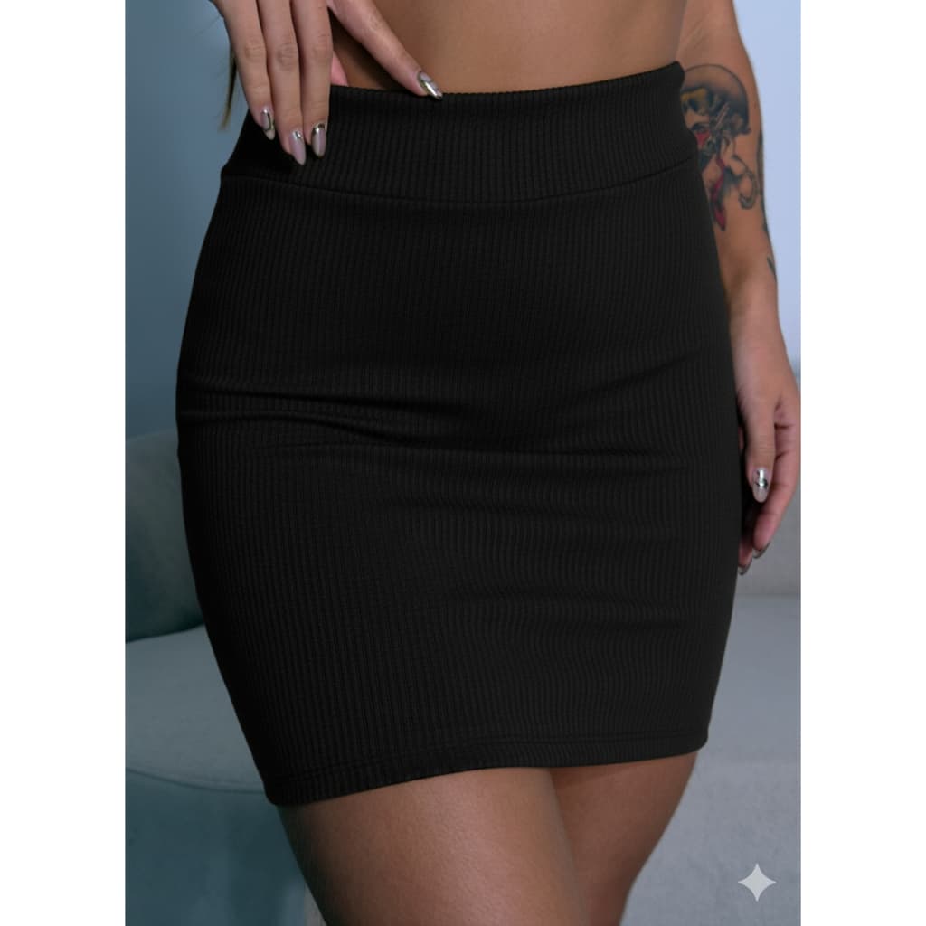 Saia Canelada em Ana Ruga Modelo Tubinho Tamanho Único Moda Fashion Diversas Cores Influencer