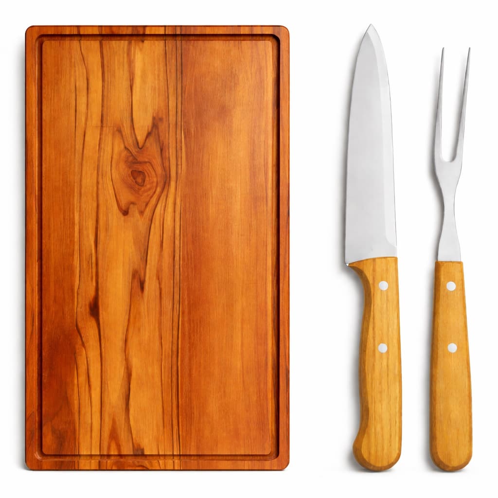 Kit Churrasco Tabua Carne Com Garfo E Faca Personalizado