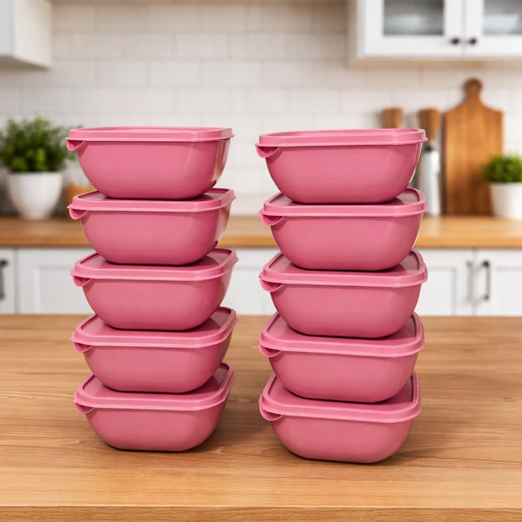 Pote de Kit potes de plástico 1 litro quadrado rosa minimalista