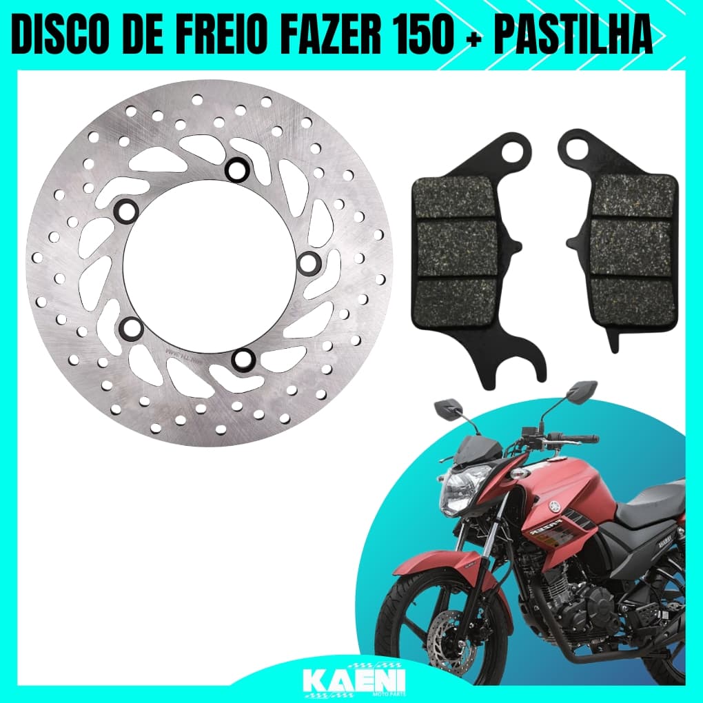 Disco Freio Dianteiro + Pastilha Fazer 150 Factor 150 2016 á 2024