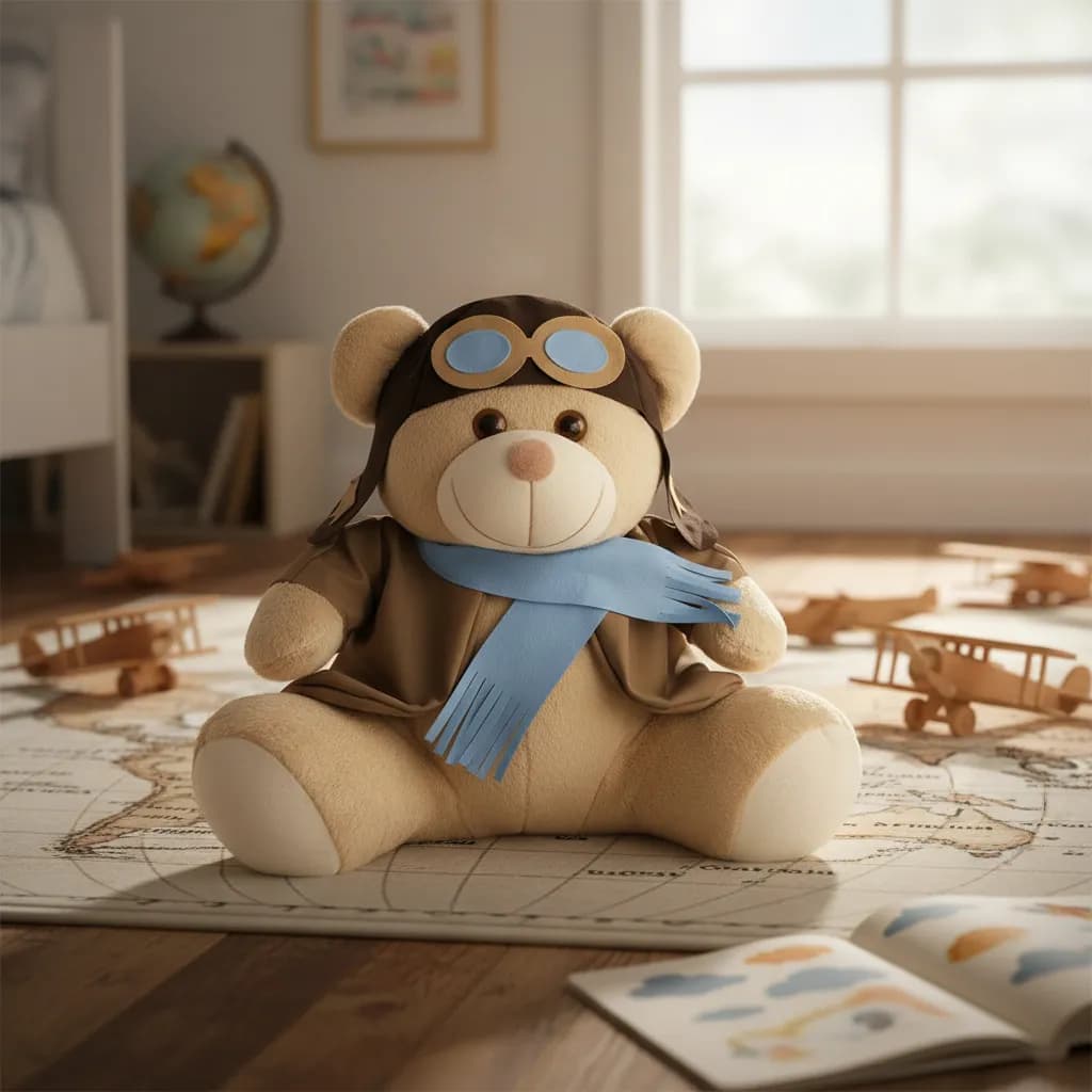 Ursinho de pelúcia Baloeiro Decoração Aviador Bebê/Quarto Infantil