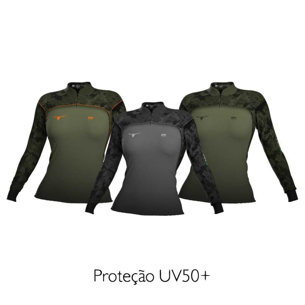Camiseta Agro Camuflada Agricultura Pecuária Rural Proteção Solar UV50+ Dry Soft Feminina