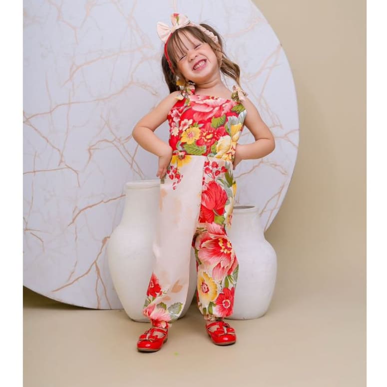 Macacão Infantil Menina + Faixa | Roupa de Menina 1, 2 e 3 Anos
